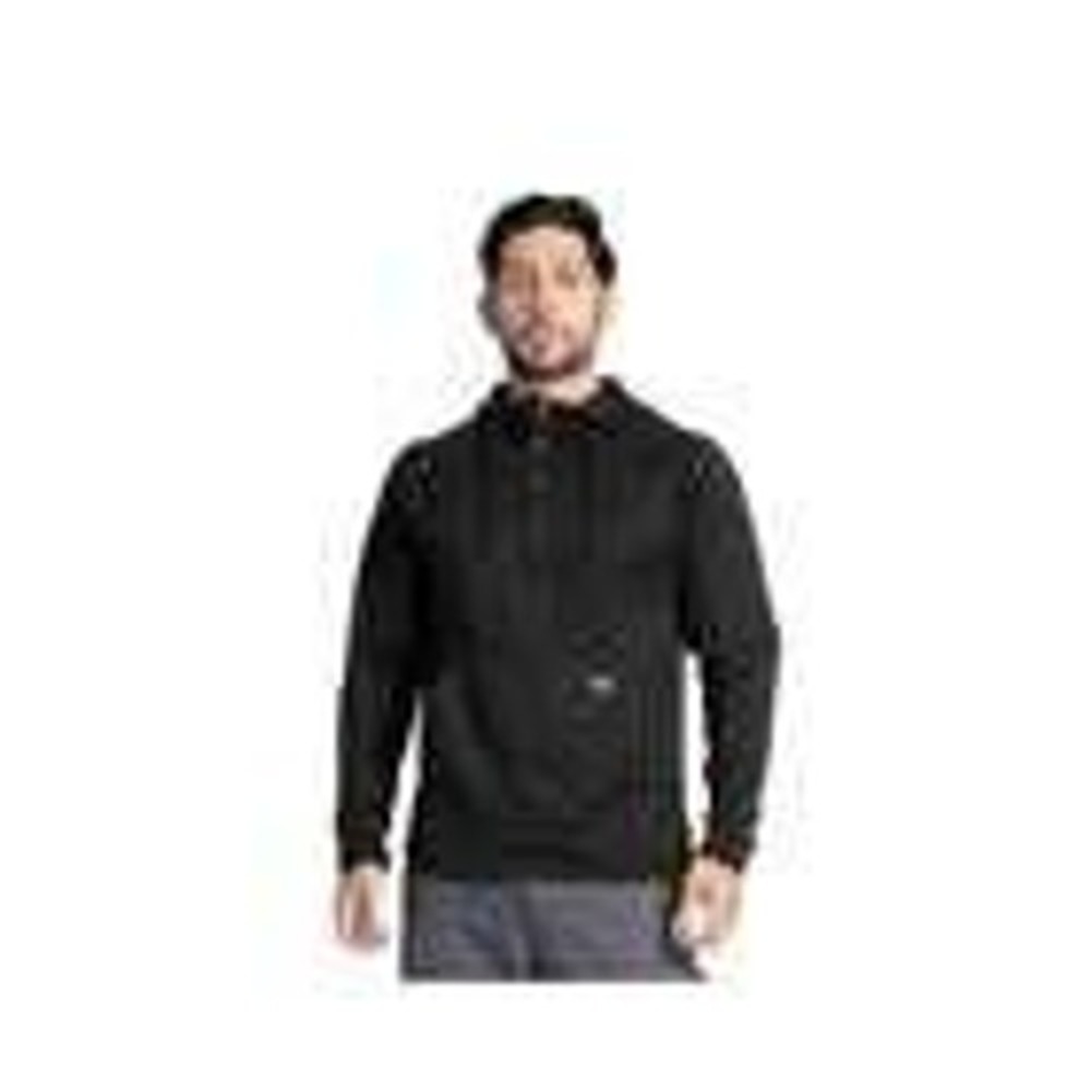 Wrangler Workwear Mens XL Sweater Fleece Mock Neck Hoodie Caviar Black Relaxed